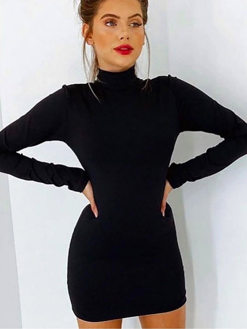 Vestido Curto de Manga Longa | Encanto da Mulher