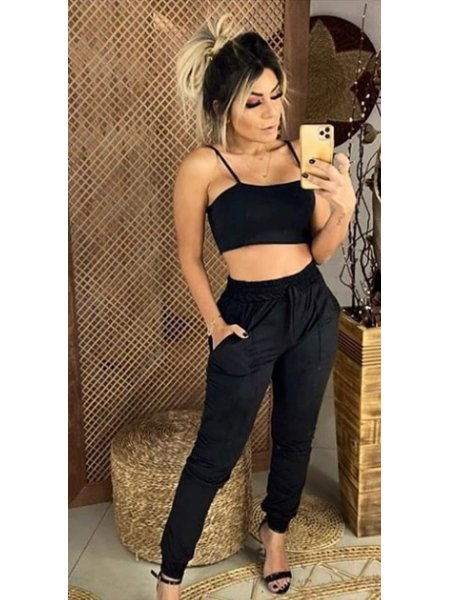 Calça Jogger de Suede Encanto da Mulher