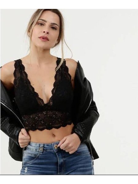 Cropped de Renda Alça Grossa | Encanto da Mulher