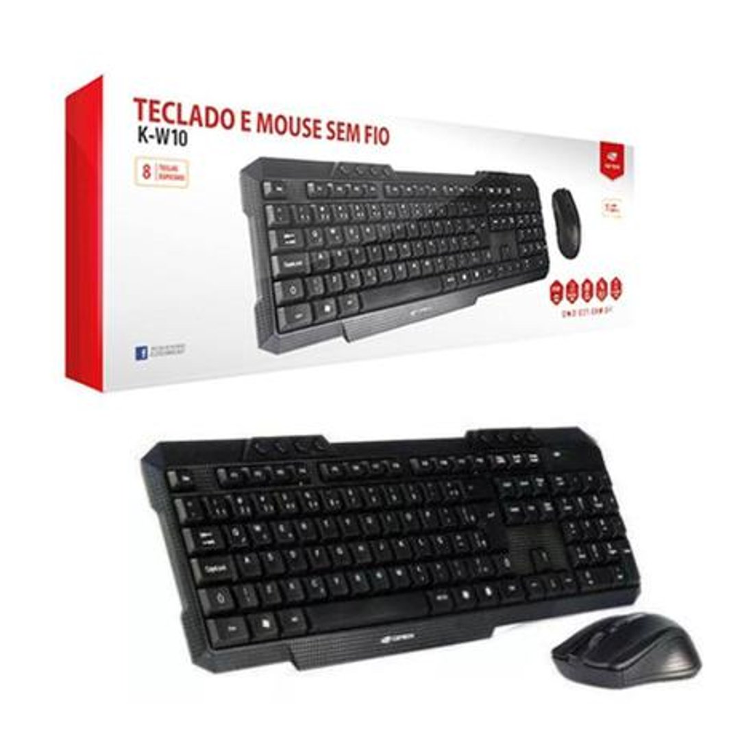 Kit Teclado E Mouse C3tech Sem Fio MultimÍdia Usb Preto K W10bk Tudo Gamer 6857