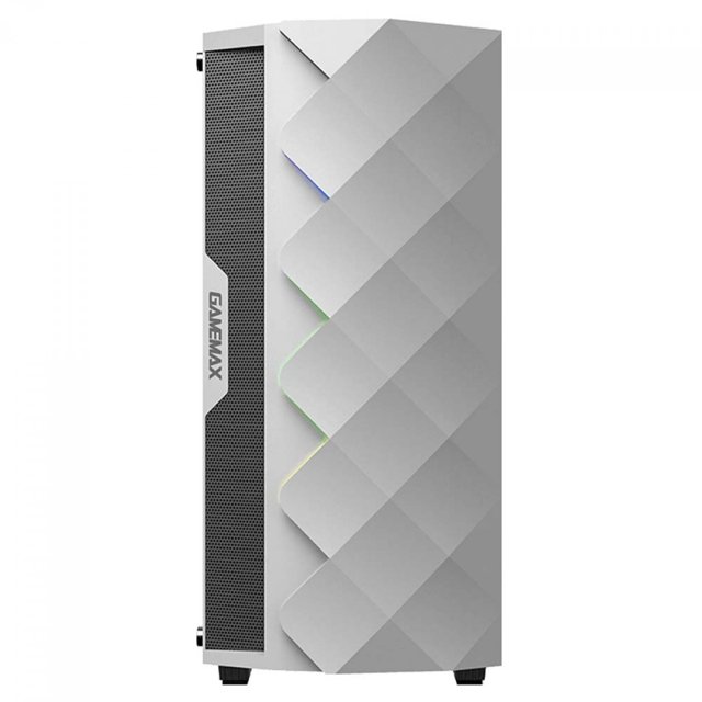 Gabinete Gamer Gamemax Diamond 3601-W, RGB, Mid Tower, Vidro Temperado,  Branco, Com 1 Fan, MFG.A361