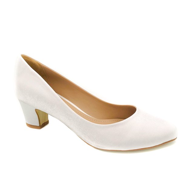 Sapato de Noiva Cetim Branco Salto Baixo - 25110042/100