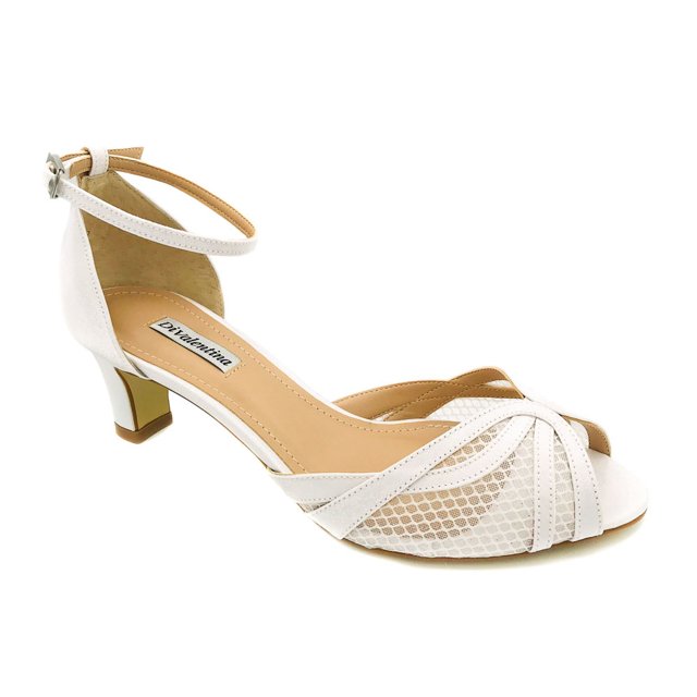 Sandália Noiva Salto Baixo Branco Telada - 25310037/100 | Divalentina