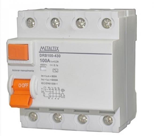 Disjuntor Diferencial 100A 4P 300mA DRB100-430 - METALTEX | Oferta Elétrica