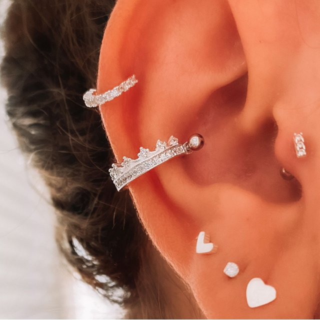 Piercing Cobrinha cravejada Prata 925 - Amor e Cor Pratas