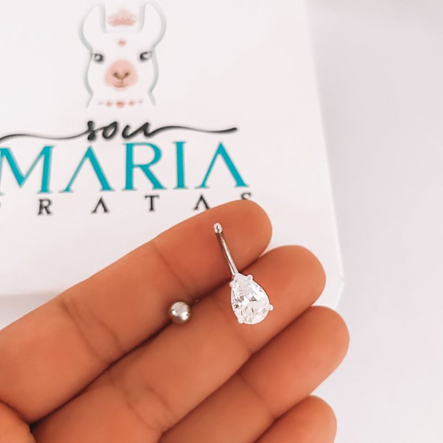 Piercing umbigo gota prata 925 - Lopratas