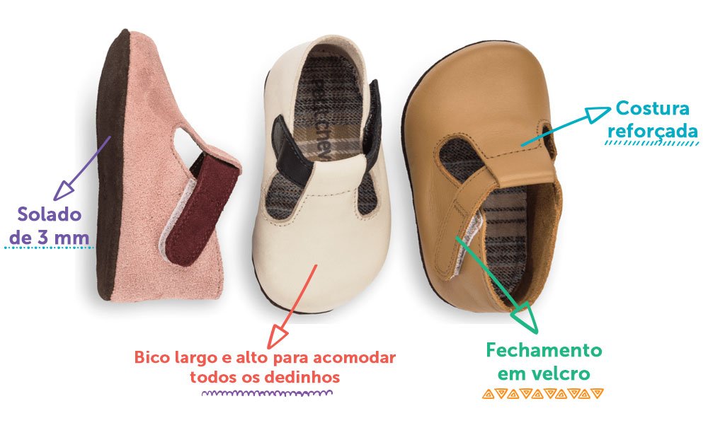 Sapato Bebê Chocalho PETIT CHEVAL Couro