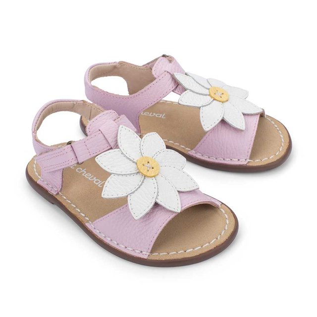 Sandália Infantil Carrossel PETIT CHEVAL Couro com Flor Petit