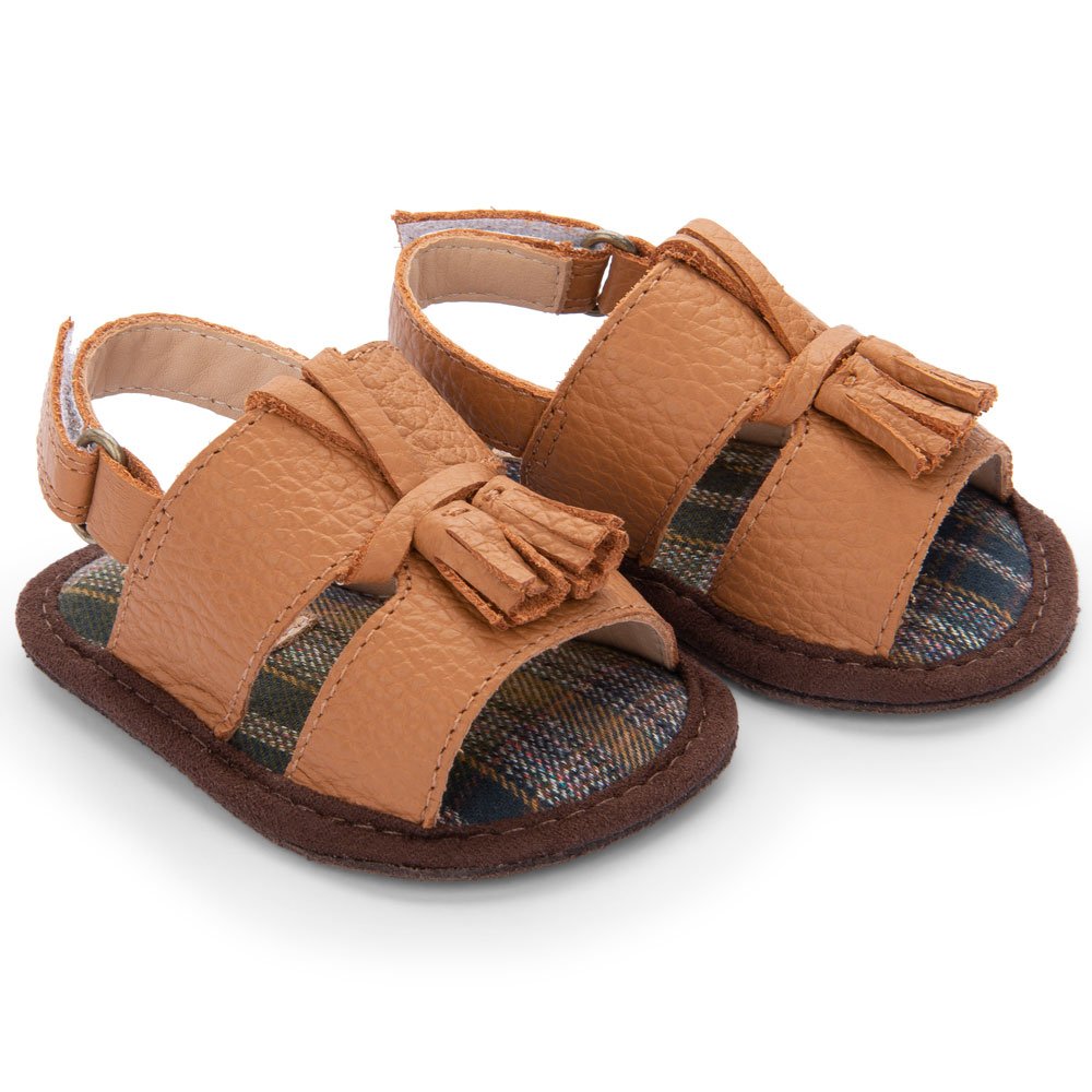 Sandália Infantil Bebê Couro e Velcro Apito PETIT CHEVAL Petit