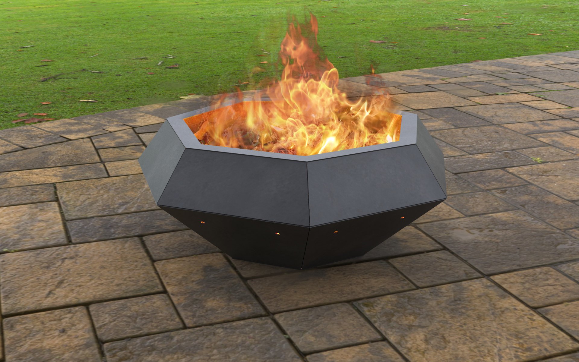 Fire Design Base FIRE PIT HEPTAGONAL LENHA | Fire Design Brasil