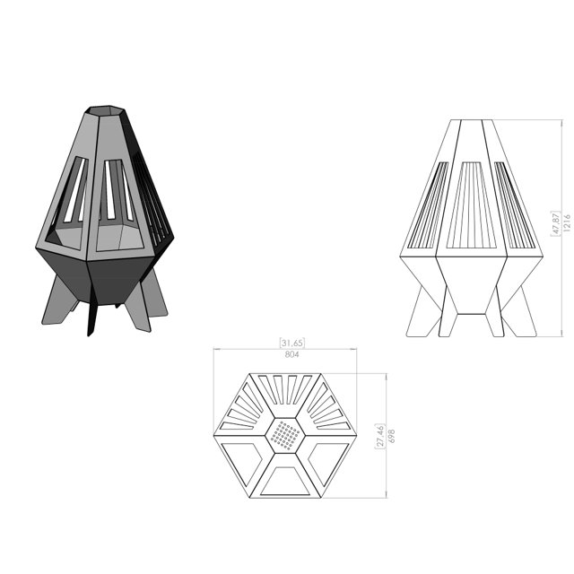 FIRE PIT LENHA FOGUETE V5 | Fire Design Brasil