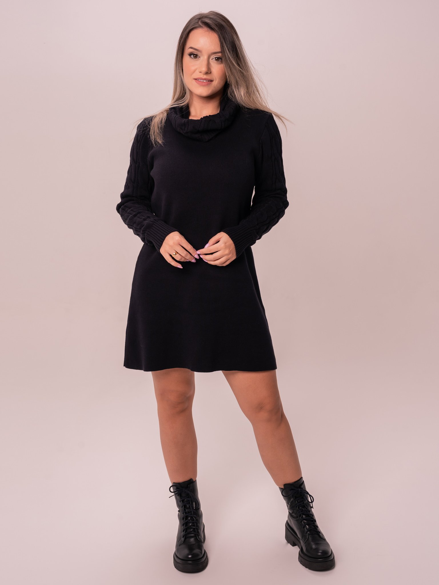 Vestido de tricot fashion preto