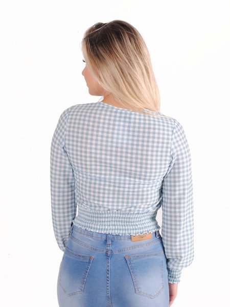 blusa vichy azul