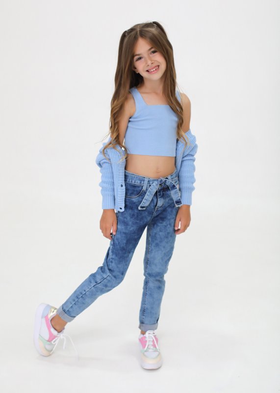 Calça Jeans Infantil Com Tornozelo Amarrado 193