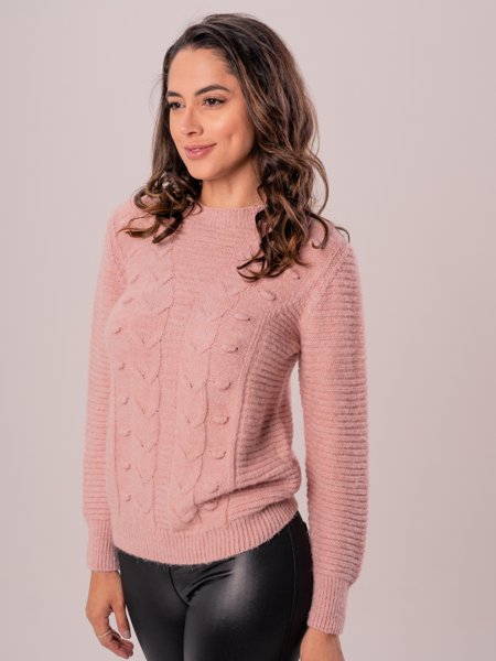 BLUSA BÁSICA TRANÇAS - Rosa Bebê