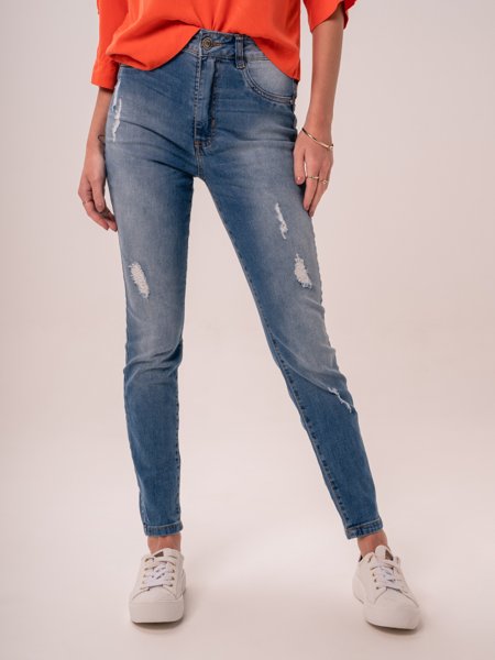 Calça jeans sales feminina com detalhes