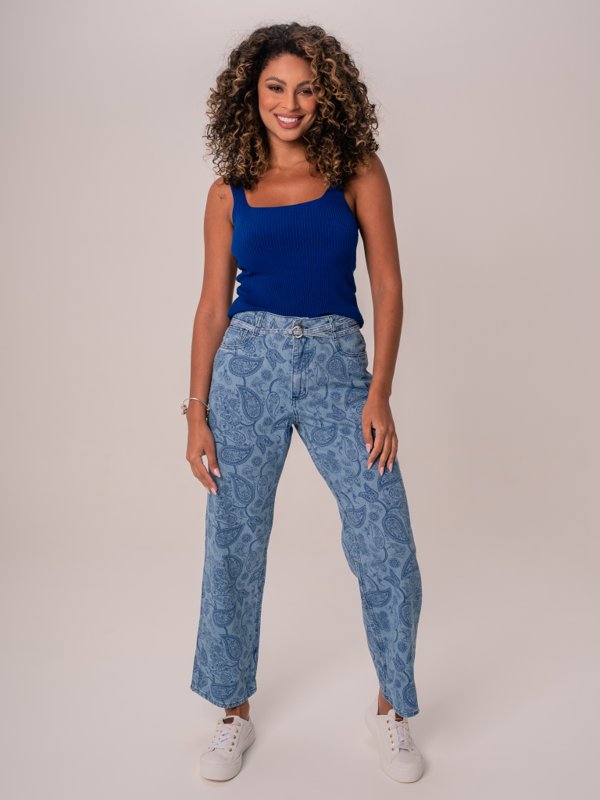 Calça jeans hot sale estampada