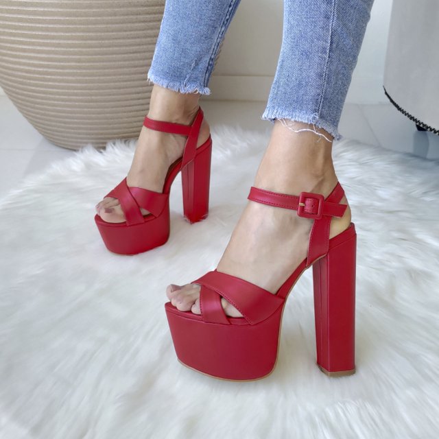 Sandália Kelly salto 15 Vermelha Divino Salto - Main Image