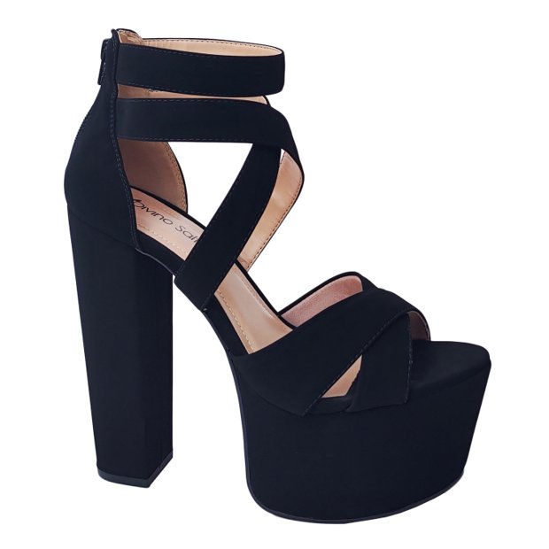 Sandália Nobuck Preto Divino Salto