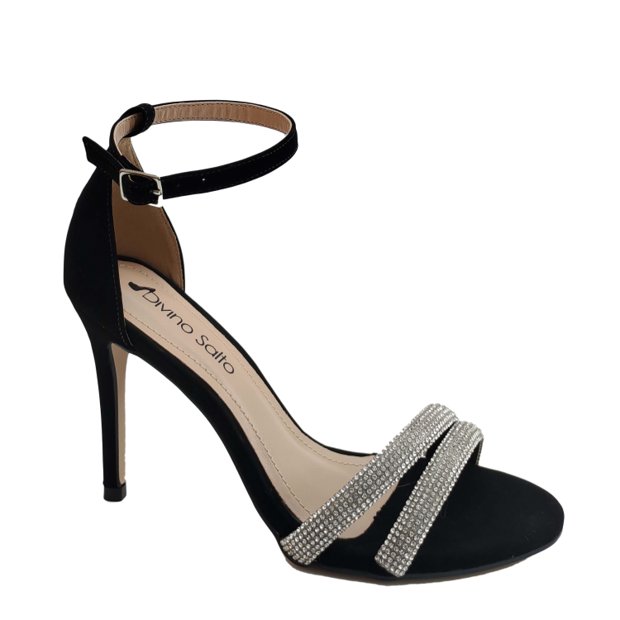Sandália Cristal Nubuck Preto Divino Salto