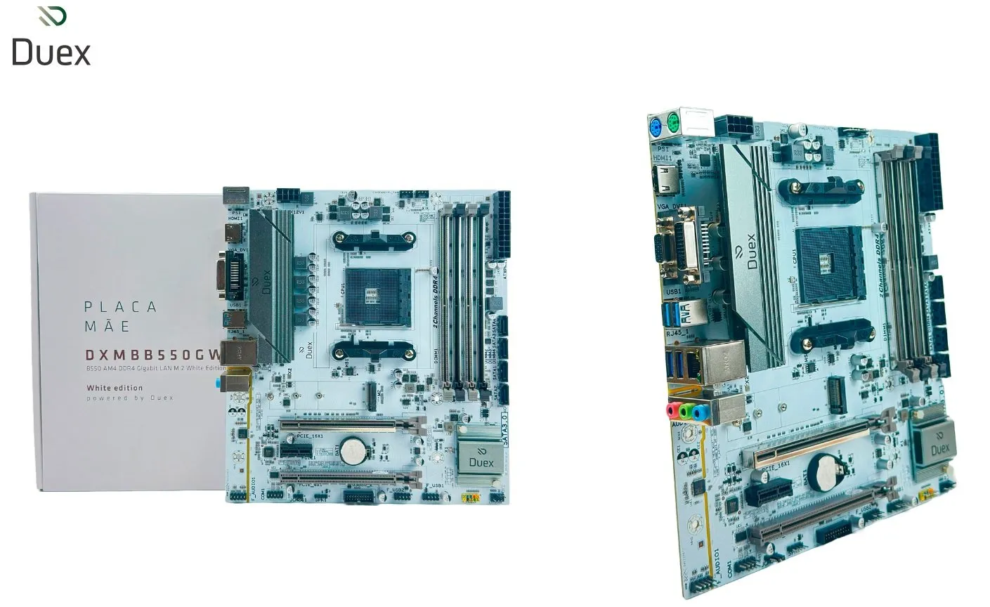 Placa Mãe DUEX B550, AM4, DDR4, White Edition Alligator Shop