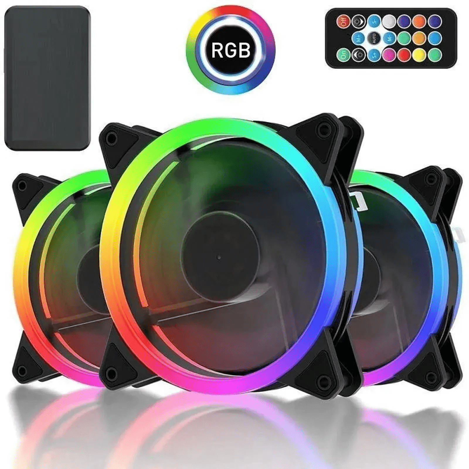 Kit Fan 3X 120MM Cooler Liketec Lighter RGB Controle Remoto e