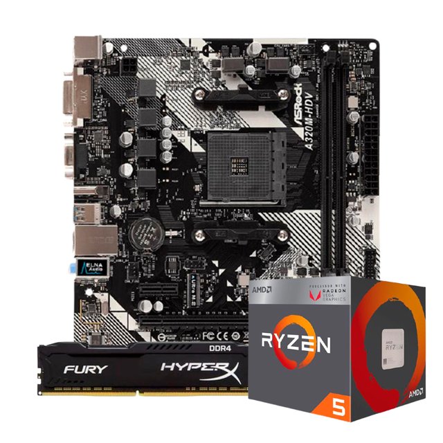 Kit Upgrade AMD Ryzen 2400G Placa Mae Asrock A320M-HDV