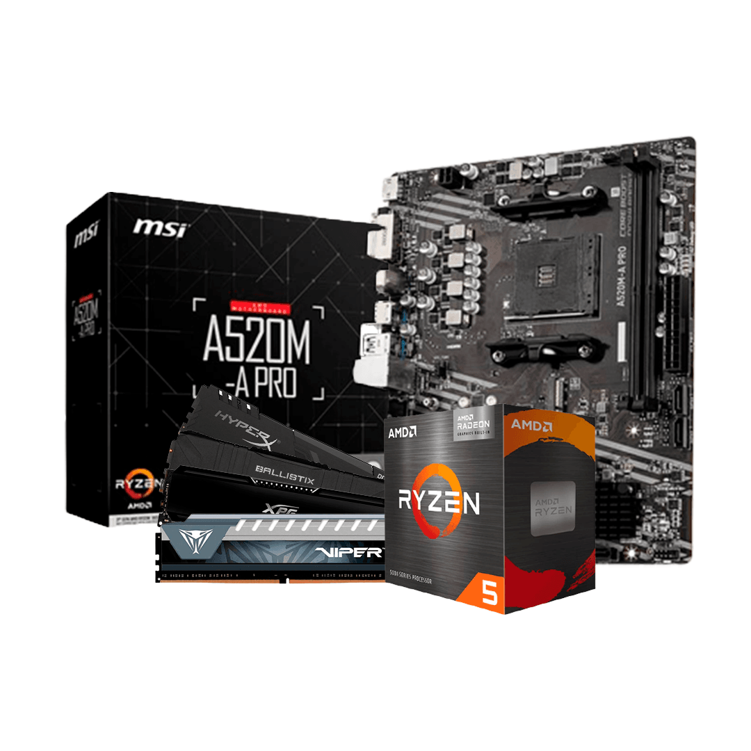 Kit Upgrade AMD Ryzen 5 5600G / Placa Mãe MSI A520M-A PRO/ Memoria Kit Upgrade AMD Ryzen 5 5600G / Placa Mãe MSI A520M-A PRO/ Memoria