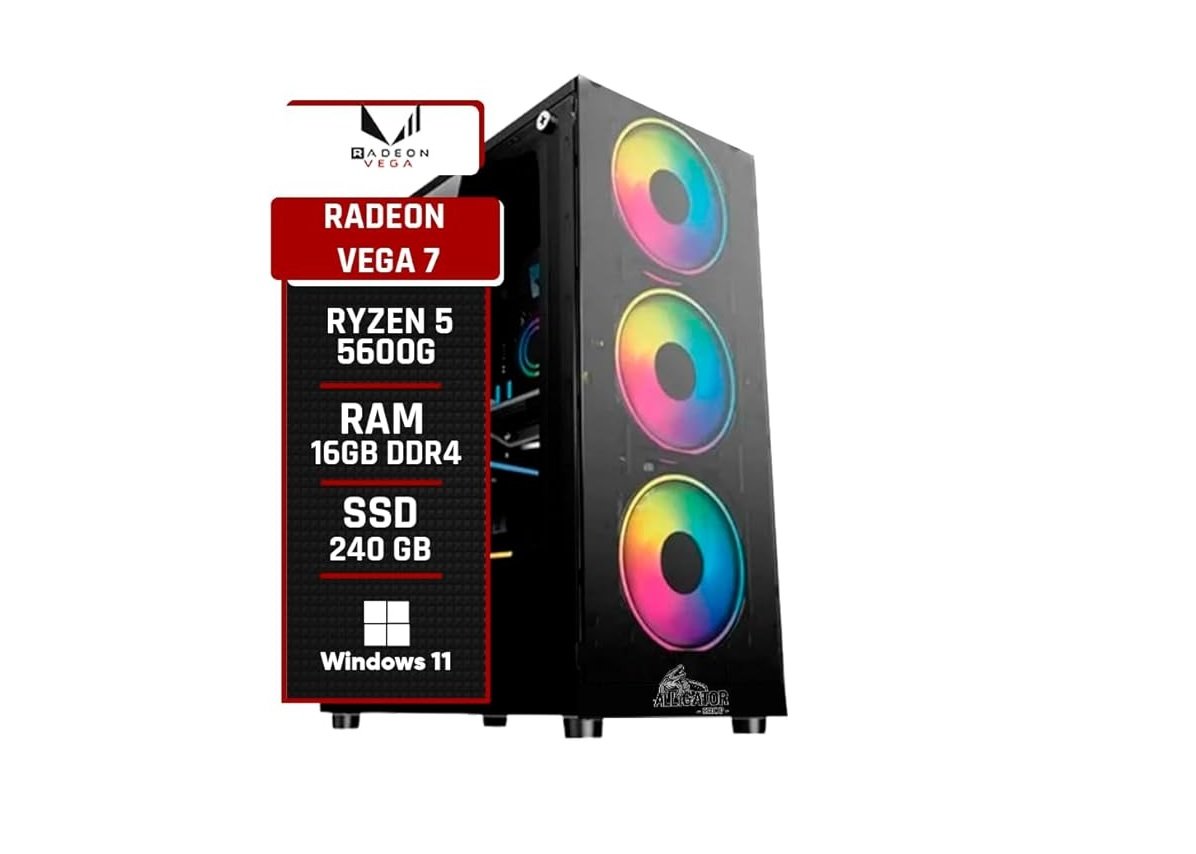 PC Gamer AMD Ryzen 5 5600G / Memória 16GB DDR4 / SSD 240GB