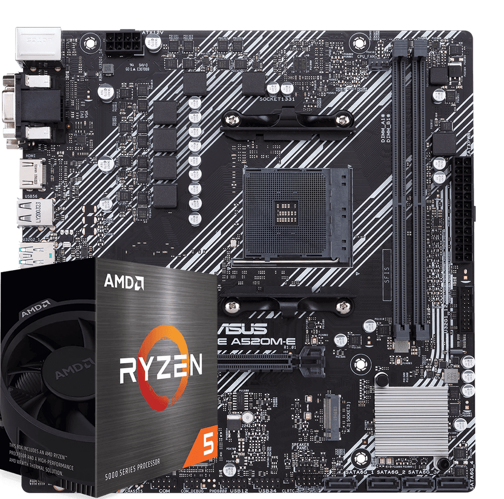 Kit Upgrade AMD Ryzen 5 5600X / Placa Mae Asus Prime A520M-E
