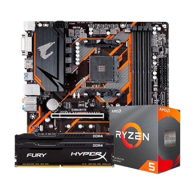 Gigabyte B450 Aorus Elite Ryzen 5 3600 Kit Upgrade AMD Ryzen 5 3600 / Placa Mae Gigabyte B450M Aorus Elite
