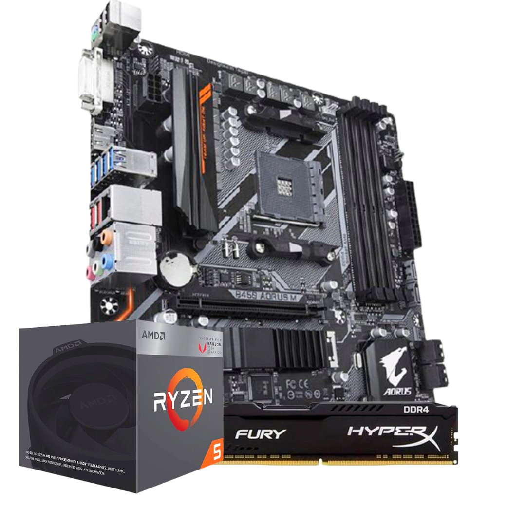 Kit Upgrade AMD Ryzen 5 2400G / Placa Mãe Gigabyte B450 Aorus M
