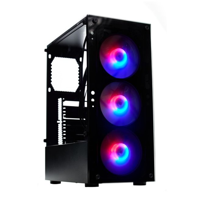 Gabinete Gamer Liketec Matrix RGB Lateral em Frontal Vidro Com 3 Fans RGB Sem Fonte