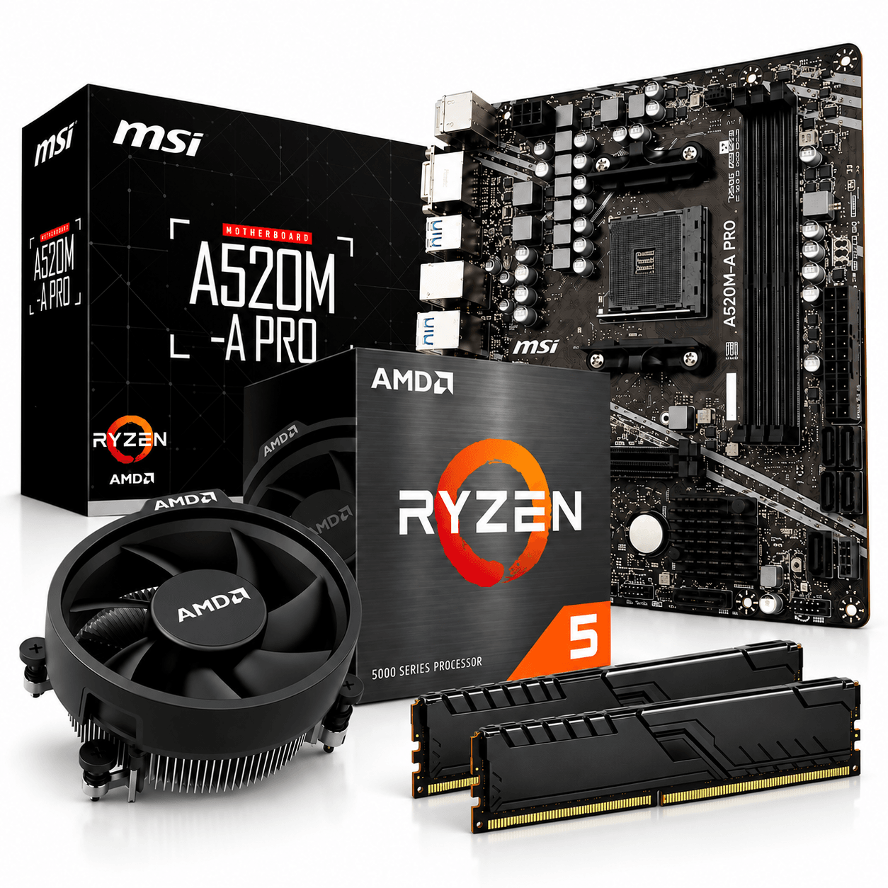 Kit Upgrade AMD Ryzen 5 5600GT Placa Mãe MSI A520M-A PRO Memoria Ram ...