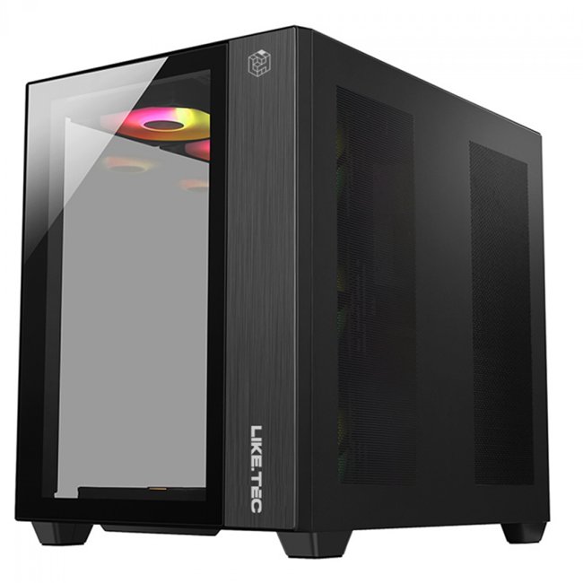 Gabinete Gamer Liketec Zeus V2 Mid Tower Vidro Temperado ATX Black Sem Fonte Sem Fan LC-CB3X3-ZEUS-2042