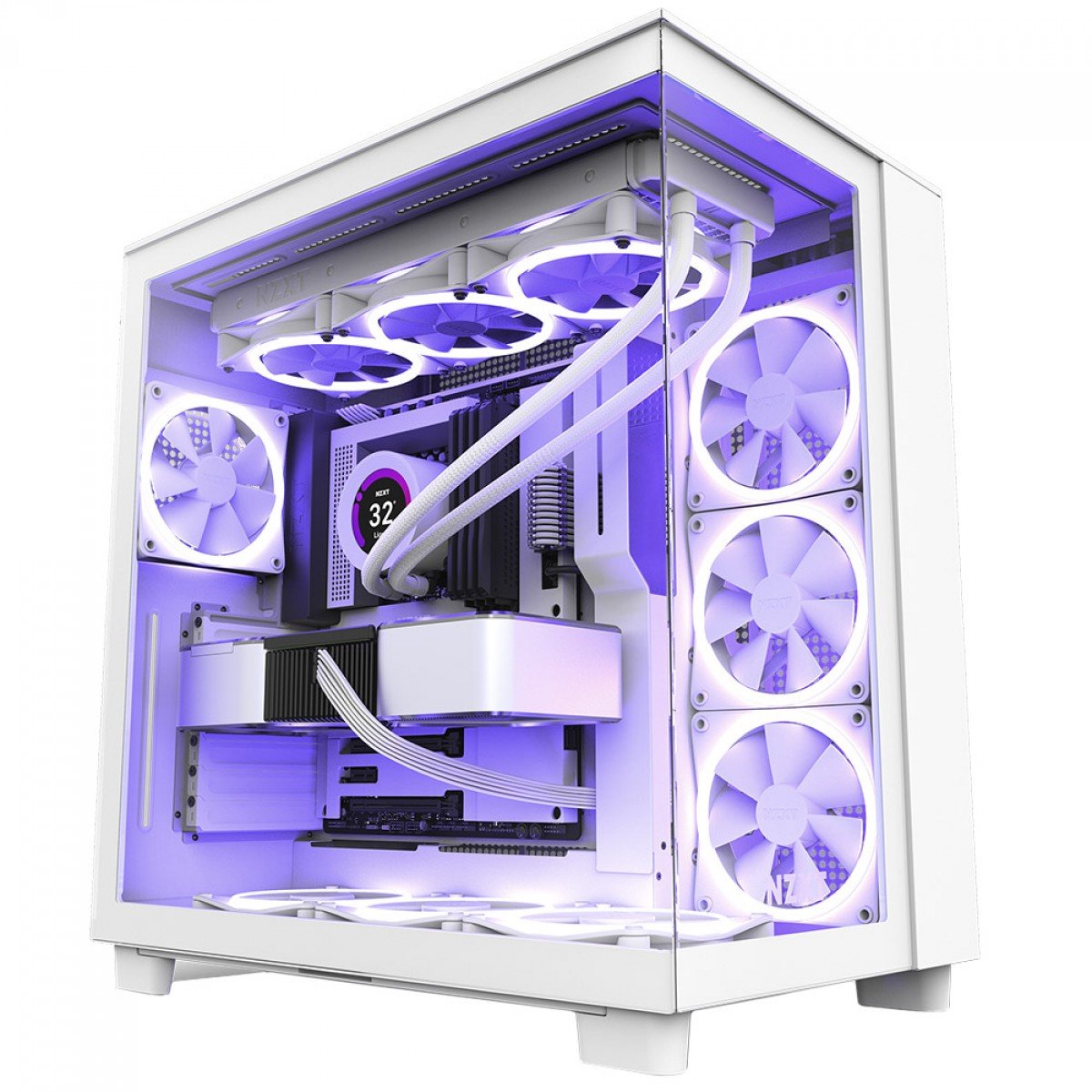 Gabinete Gamer NZXT H9 Flow Mid Tower Vidro Temperado Branco ATX