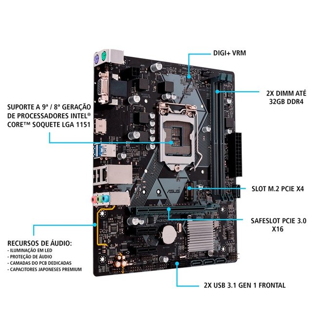 Kit Upgrade Intel Core i5 10400F Placa Mãe H510M DDR4 Memória RAM