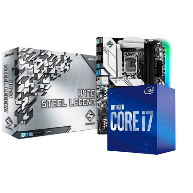 Kit Upgrade Intel i7 10700F / Placa Mãe ASRock H470 Steel Legend 