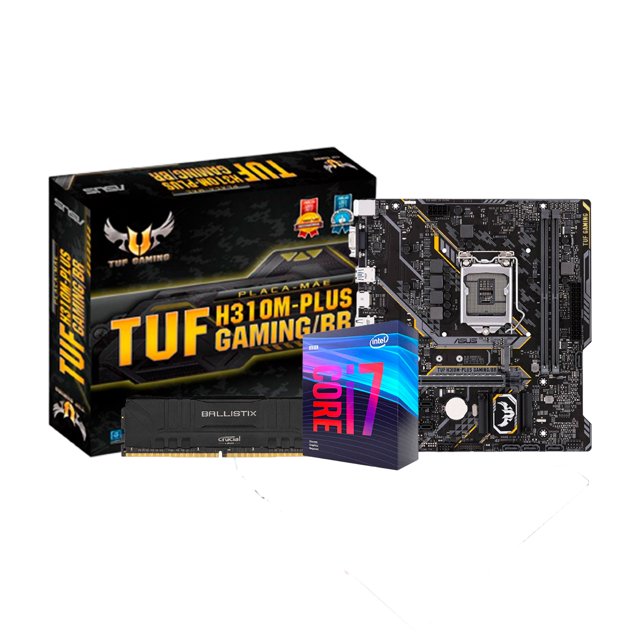 Kit Upgrade Intel i7 9700F Placa mãe Asus TUF H310M-Plus Gaming