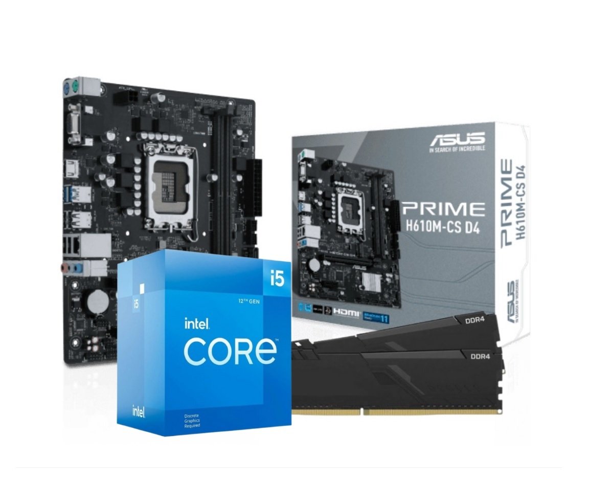 Kit Upgrade Intel i5 12400F, Placa Mãe Asus Prime H610M-CS