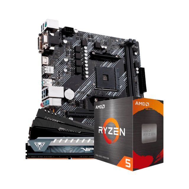 Kit Upgrade AMD Ryzen 5 5500 Placa Mãe A520M DDR4 Memória RAM 16GB 3200 MHz