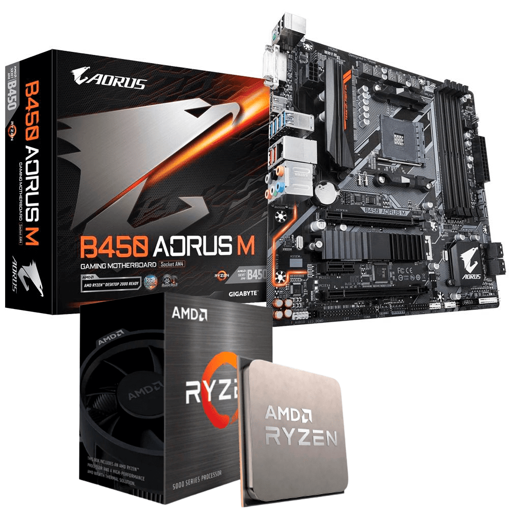 Kit Upgrade AMD Ryzen 5 5600G / Placa Mãe Gigabyte B450 Aorus M