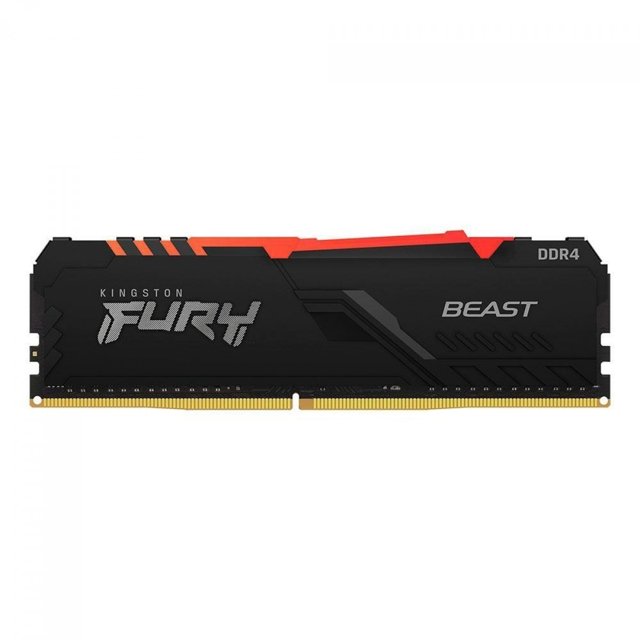 Memória DDR4 Kingston Fury Beast RGB 8GB 3200Mhz Preto KF432C16BBA/8
