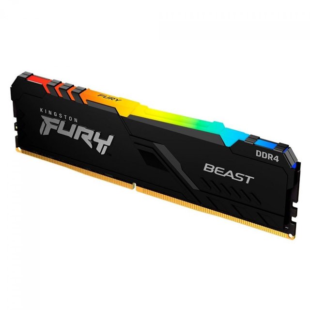 Memória DDR4 Kingston Fury Beast RGB 8GB 3200Mhz Preto KF432C16BBA/8