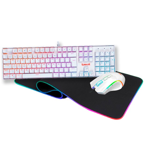 Kit Gamer Redragon Teclado Gamer Harpe RGB Mouse Gamer Griffin 7200dpi RGB  Mousepad RGB Extra Grande