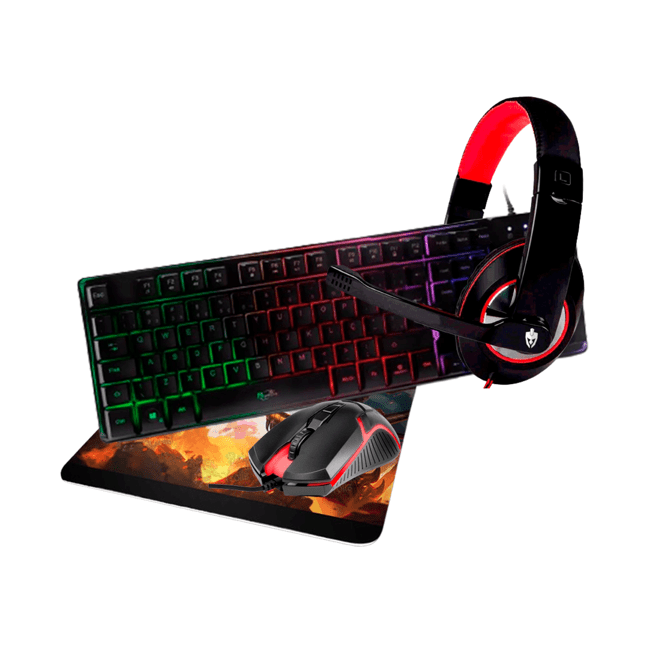 Kit Gamer Completo Alligator Gaming Teclado Mouse Headset Mousepad