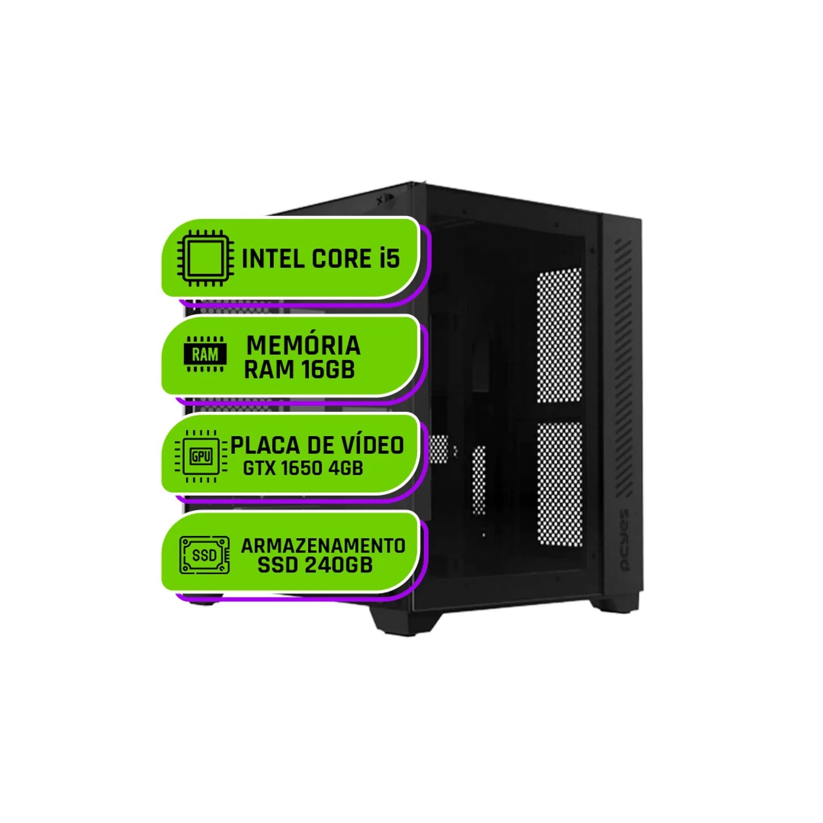 PC Gamer Intel Core i3 10100F / Radeon RX 550 4GB / Memória DDR4 8GB / SSD  240GB