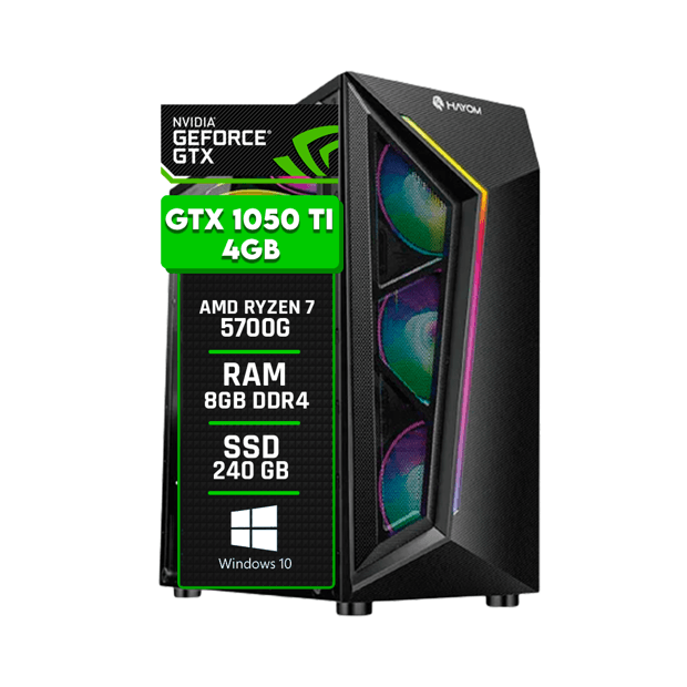 PC Gamer AMD Ryzen 7 5700G / GeForce GTX 1050 Ti 4GB / Memória 8GB 