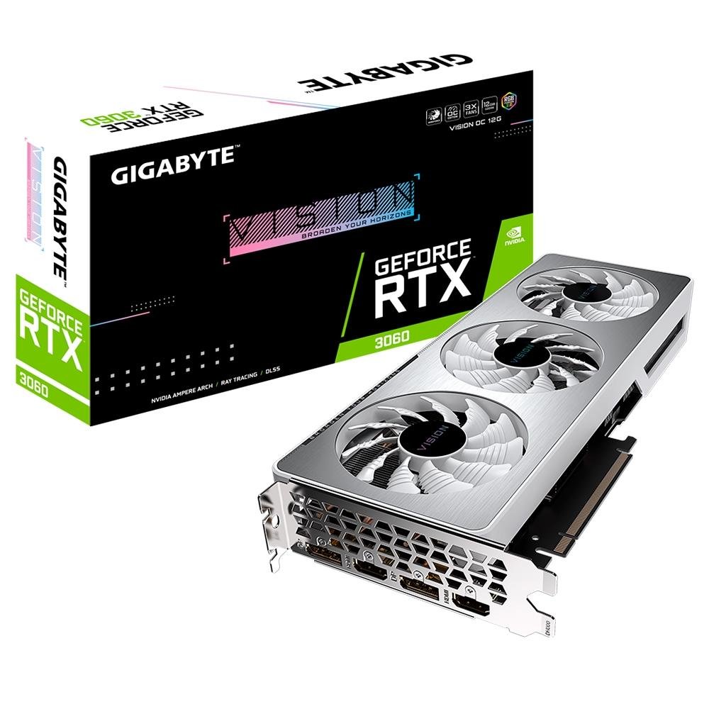 Placa de Vídeo Gigabyte GeForce RTX 3060 VISION OC 12G LHR GDDR6