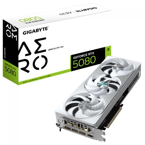 Alligator Shop Placa de Vídeo Gigabyte NVIDIA GeForce RTX 5080 AERO OC SFF White 16GB GDDR7 DLSS Ray Tracing GV-N5080AERO OC-16GD image